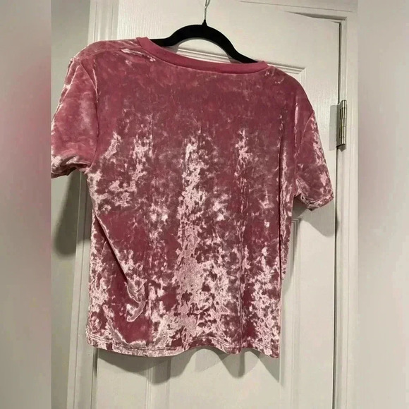 Victoria’s Secret PINK Crushed Velvet Crop Top Cree Neck Dog Logo Size Medium - Picture 9 of 10